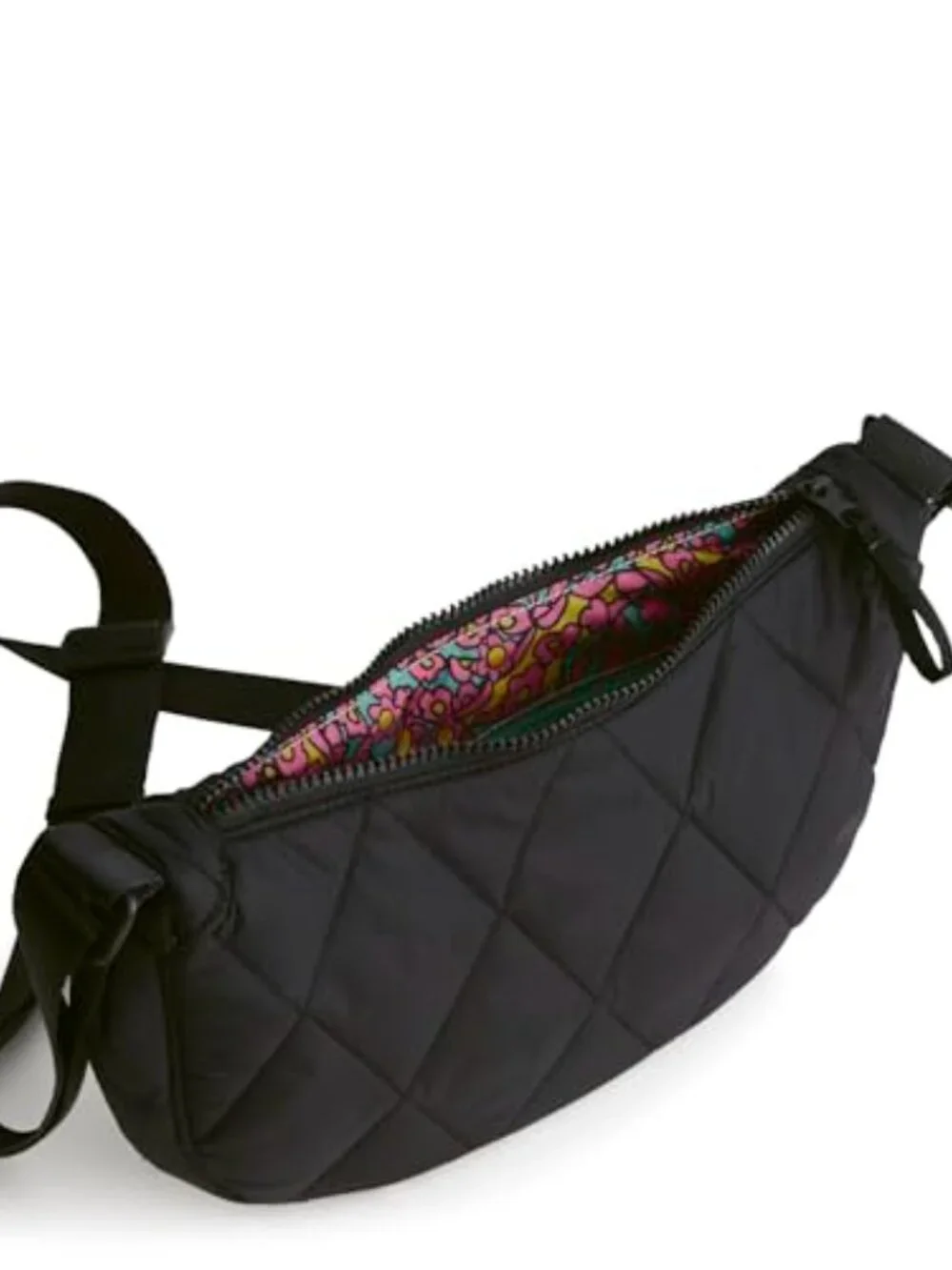 Water Resistant Recycled Nylon Quilted Sling Crossbody with Adjustable Strap